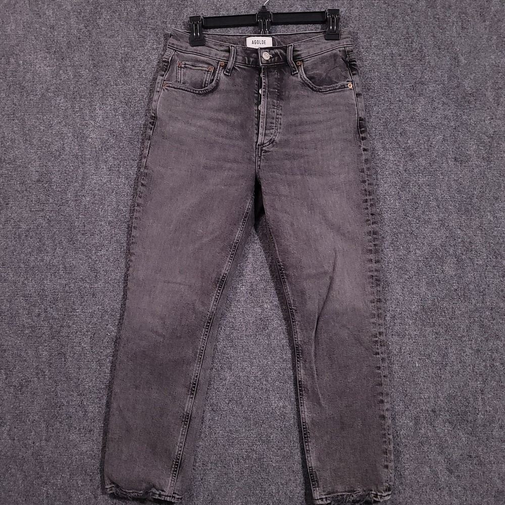 Agolde High Waist Five Pockets Straight Leg‎ Denim Pants Black Womens 28x25